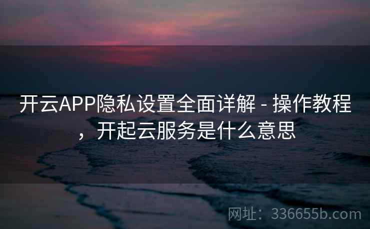 开云APP隐私设置全面详解 - 操作教程，开起云服务是什么意思
